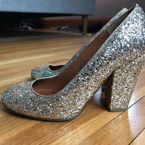 Madewell Gold Glitter Frankie Pump